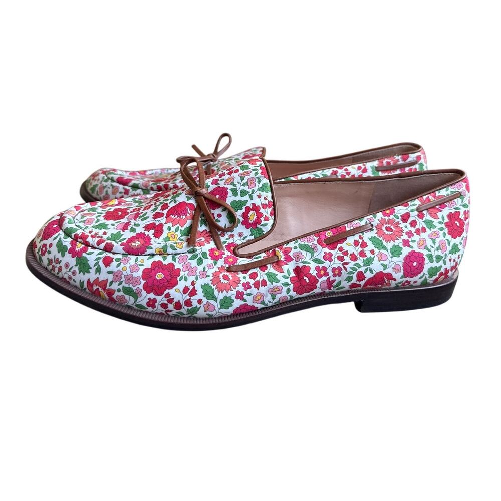 J. CREW Floral Printed Liberty Floral Loafers Flats w/ Leather Bow Size 10 NEW
